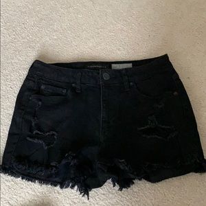 High waisted black jean shorts